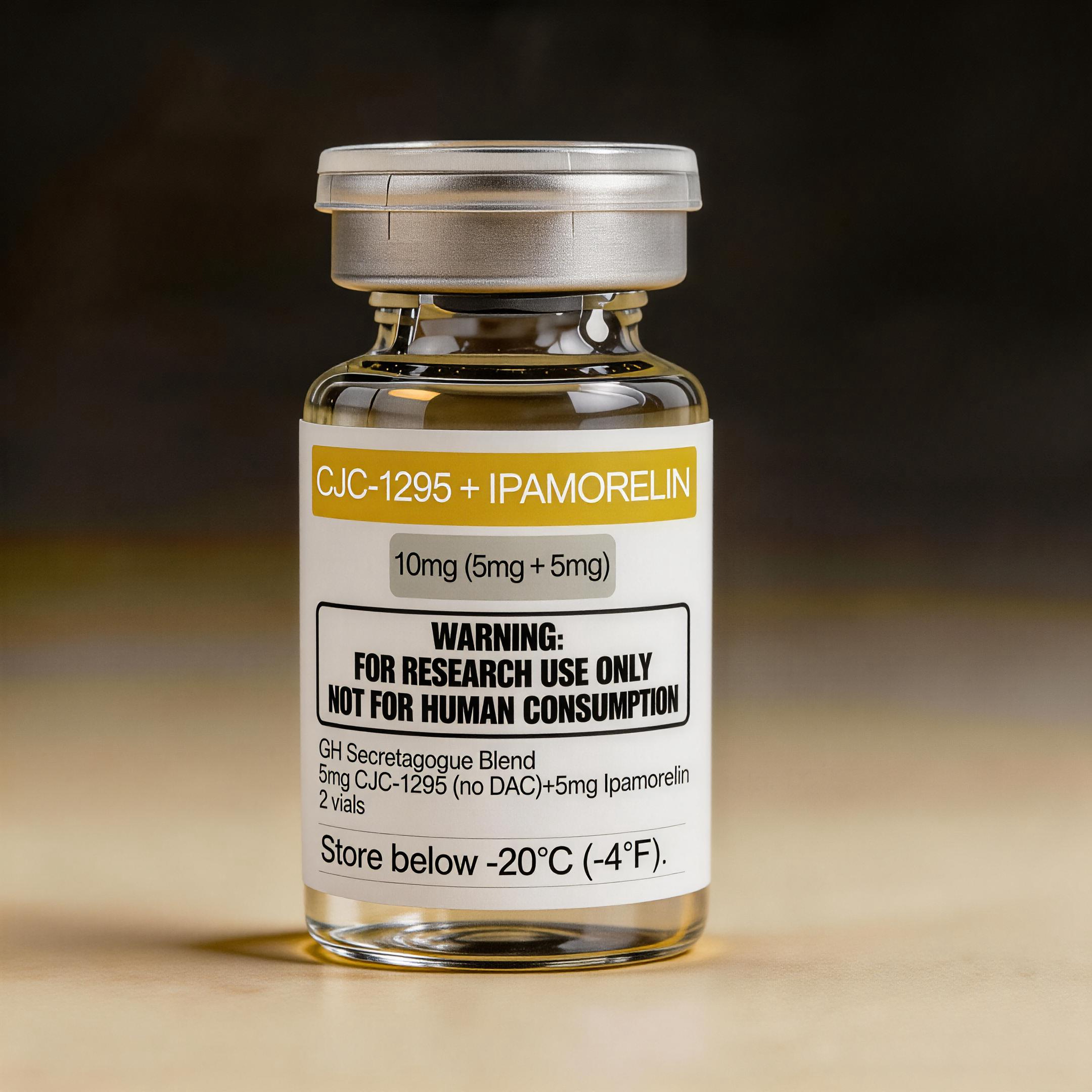 CJC-1295 (no DAC) 5mg + Ipamorelin 5mg research peptide vial